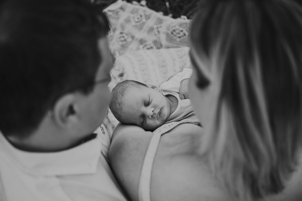 outdoor newborn photography during sunset