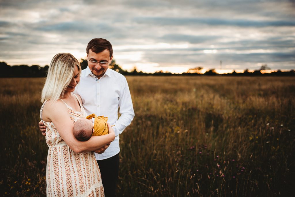 outdoor newborn Photography at sunset