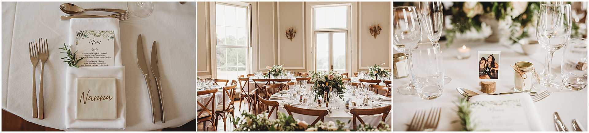 wedding table decor at hale park