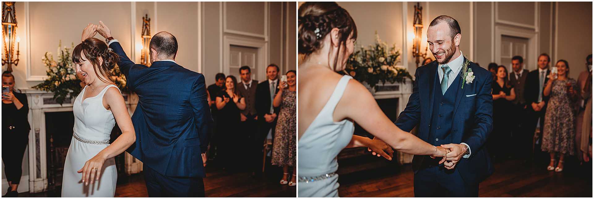 bride and groom dancing at their Hale park wedding
