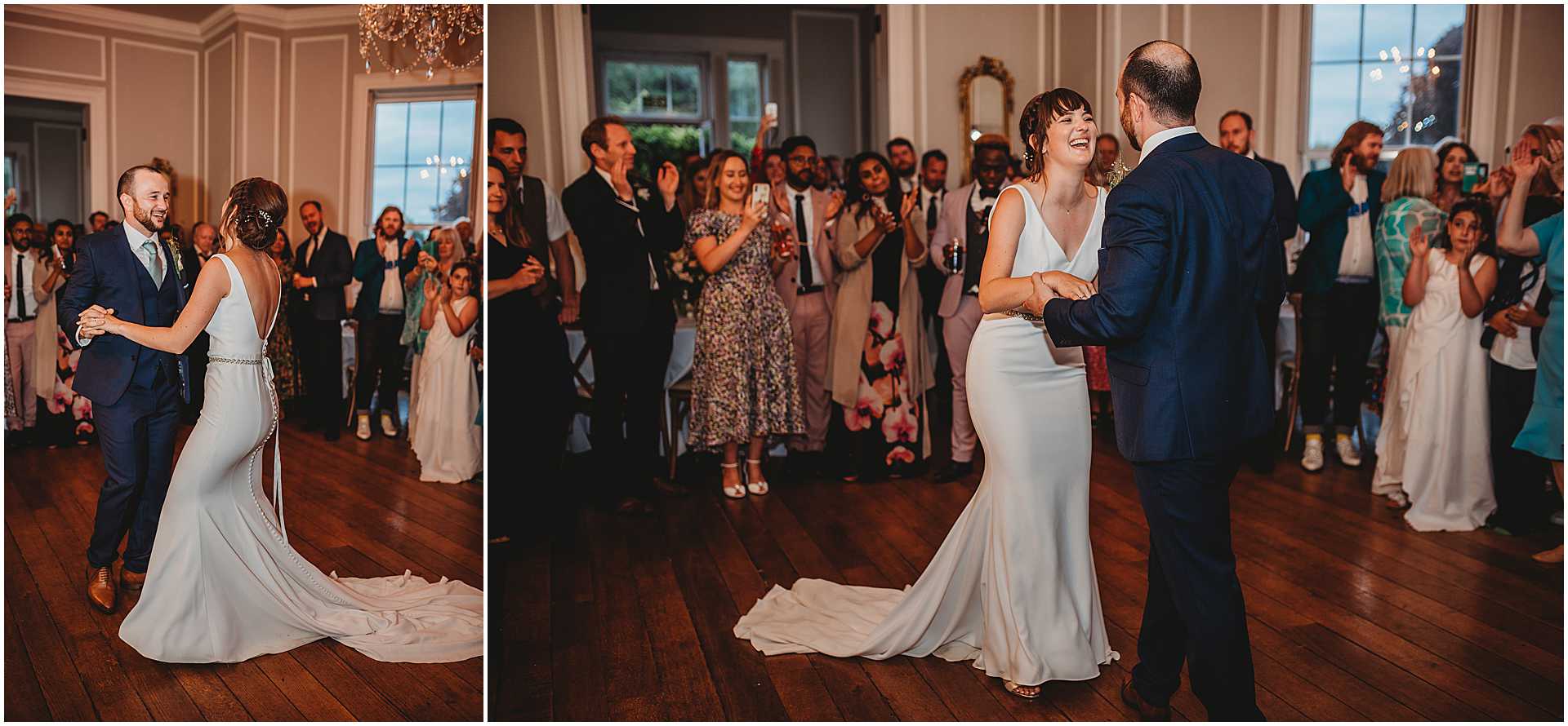 bride and groom first dance at hale park