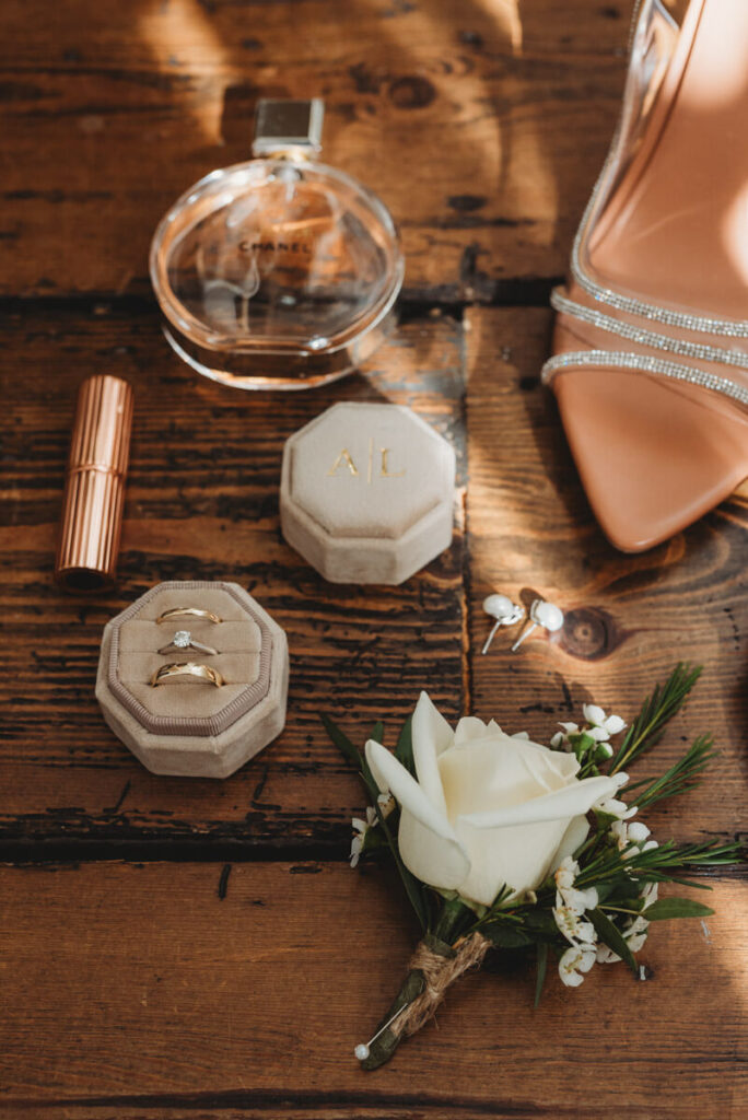 wedding detail flat lay