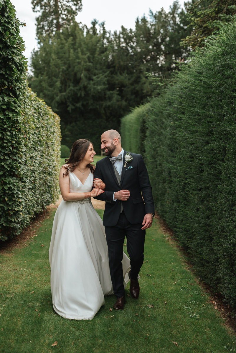bride and groom at an outdoor garden micro wedding in Wiltshire