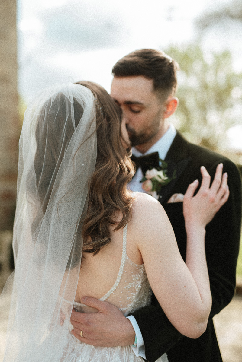 elegant small wedding couple portrait at Lapstone barn Gloucester