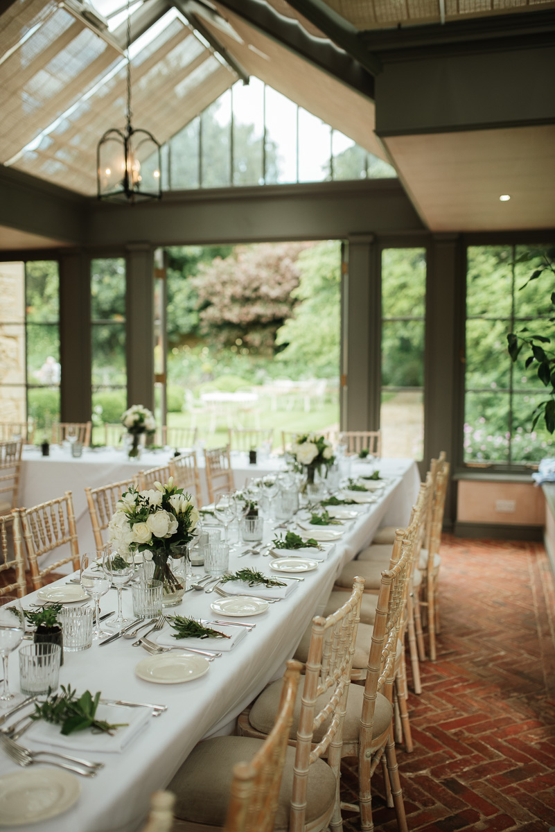 Intimate wedding breakfast setup at a Wiltshire micro wedding venue