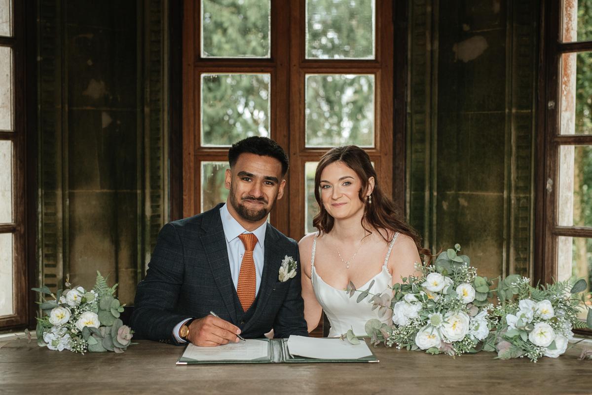 Relaxed bride and groom portrait as part of short wedding photography coverage in Gloucestershire
