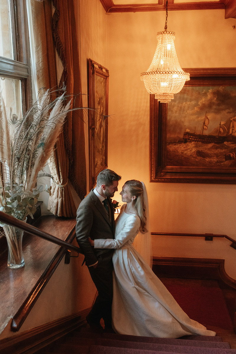 Bride and groom portraits inside Orchardleigh Estate