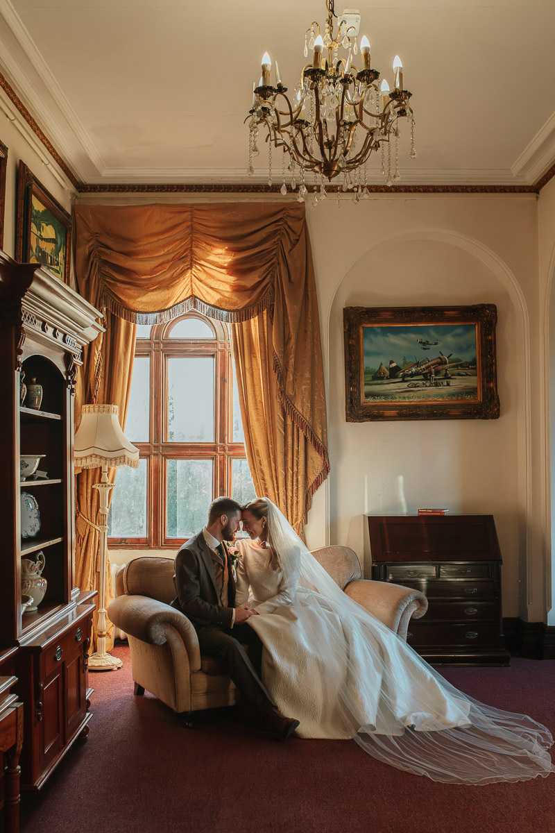 Bride and groom portraits inside Orchardleigh Estate