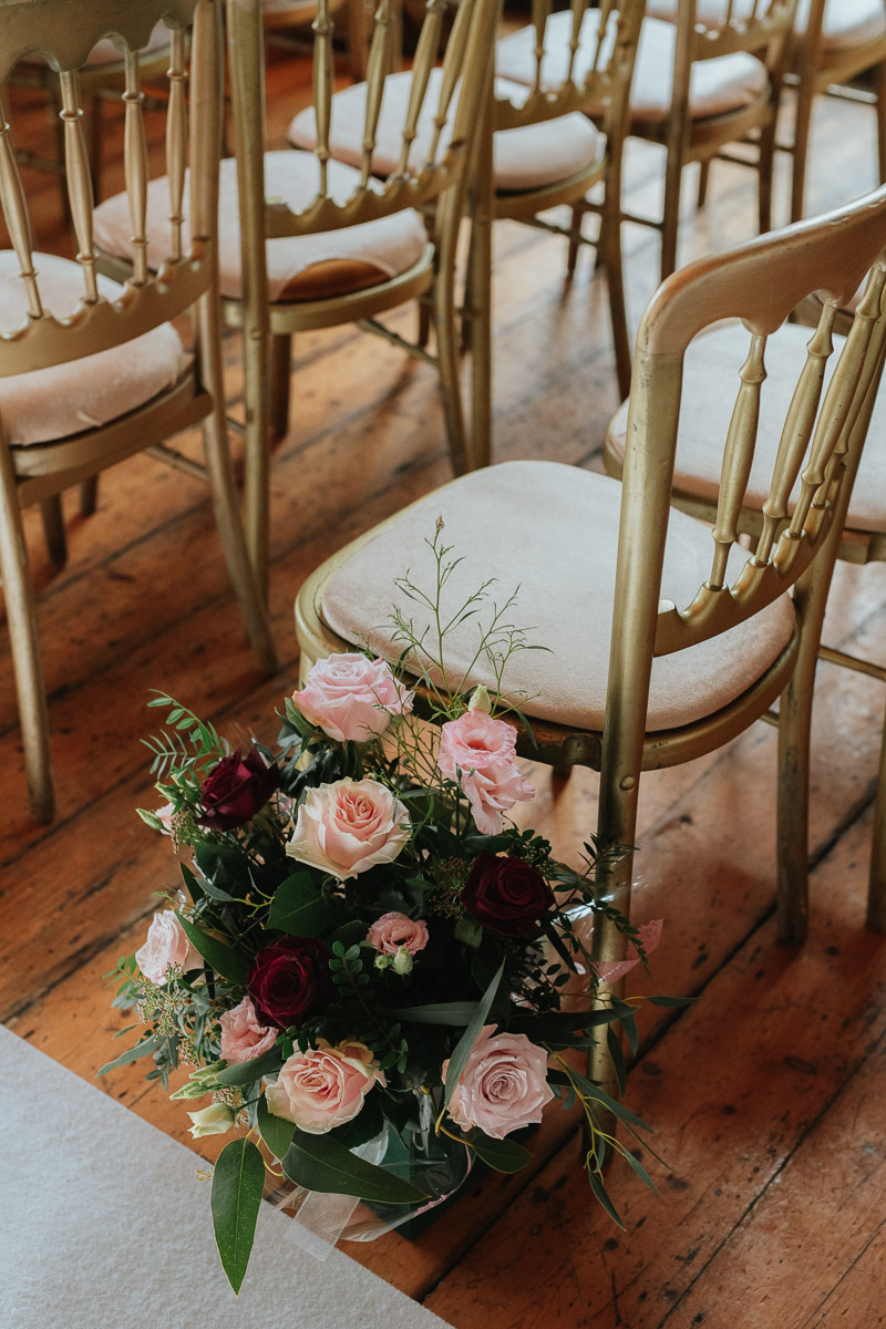 ceremony room setup for orchardleigh estate winter wedding