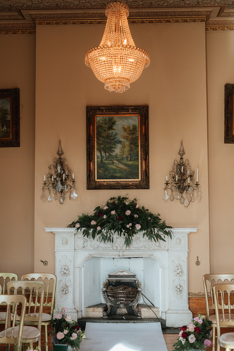 ceremony room setup for orchardleigh estate winter wedding