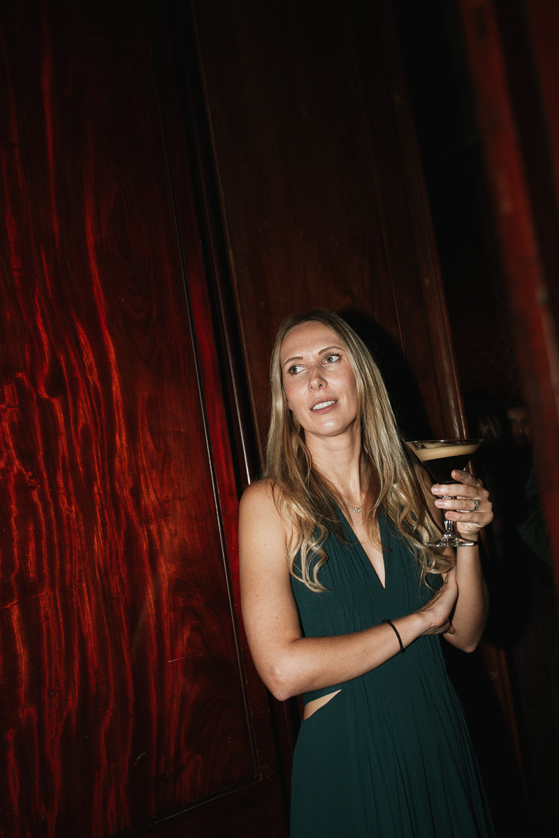 wedding guest enjoying a espresso martini at grittleton house